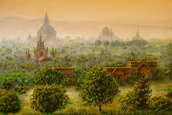 kartina-na-vystavke-zakat-nad-drevnim-gorodom-bagan