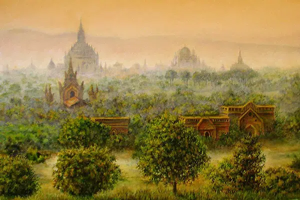 Картина-на-конкурсе-закат-над-древним-городом-Баган