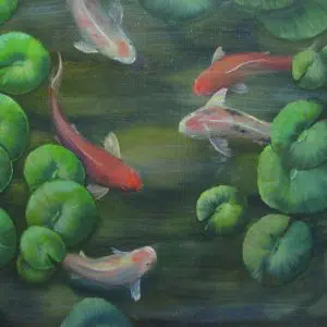 картина рыбки кои