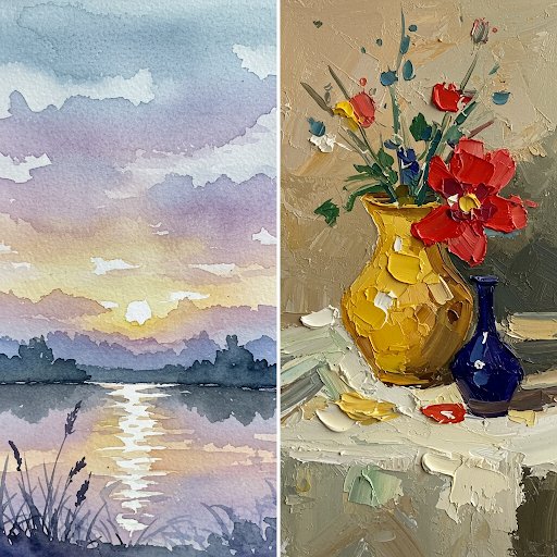 Watercolor and oil paints